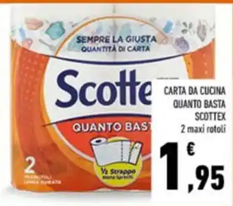 Conad CARTA DA CUCINA QUANTO BASTA SCOTTEX 2 maxi rotoli offerta