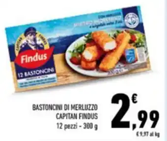 Conad BASTONCINI DI MERLUZZO CAPITAN FINDUS 12 pezzi - 300 g offerta