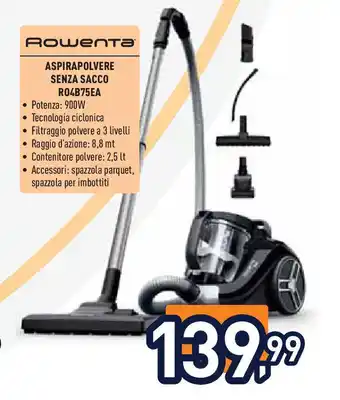 Unieuro Rошепта ASPIRAPOLVERE SENZA SACCO R04B75EA offerta
