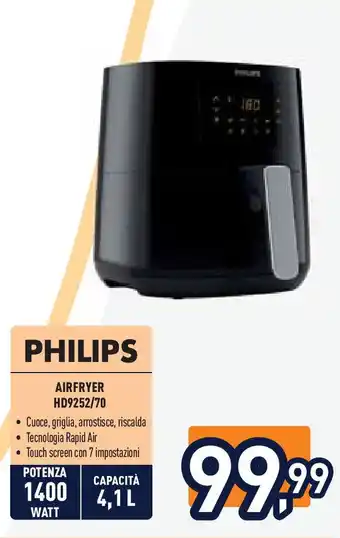 Unieuro PHILIPS AIRFRYER HD9252/70 offerta