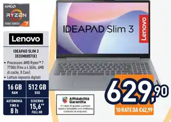 Unieuro Lenovo IDEAPAD SLIM 3 (82XM0057IX) offerta