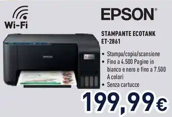 Unieuro EPSON STAMPANTE ECOTANK ET-2861 offerta