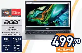 Unieuro acer ASPIRE 3 (A315-44P-R9GX) offerta