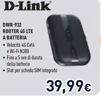 Unieuro D-Link DWR-932 ROUTER 4G LTE A BATTERIA offerta