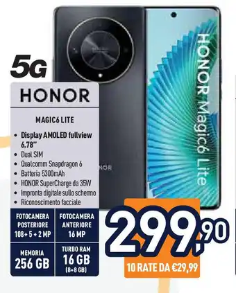 Unieuro HONOR Magic6 Lite 5G offerta