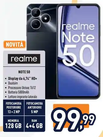 Unieuro realme NOTE 50 offerta