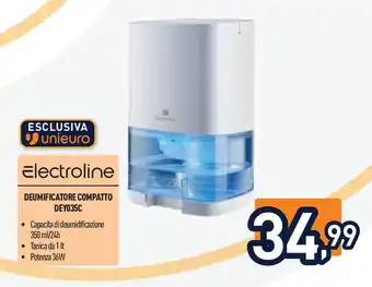 Unieuro Electroline DEUMIFICATORE COMPATTO DEY035C offerta