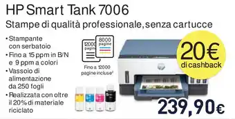 Unieuro HP Smart Tank 7006 offerta