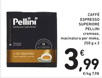 Spazio Conad CAFFÈ ESPRESSO SUPERIORE PELLINI cremoso, macinatura per moka, 250 g x 2 offerta