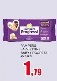 Happy Casa PAMPERS SALVIETTINE BABY PROGRESSI 45 pezzi offerta