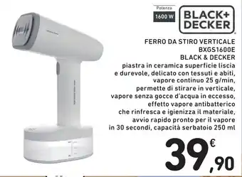 Spazio Conad FERRO DA STIRO VERTICALE BXGS1600E BLACK & DECKER offerta