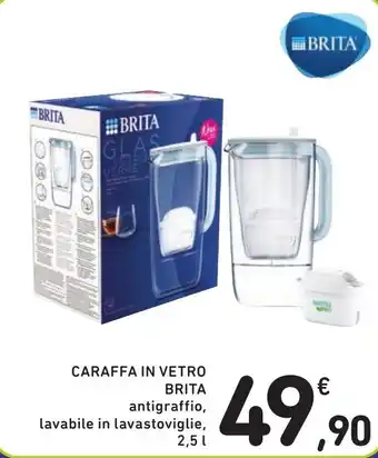 Spazio Conad CARAFFA IN VETRO BRITA antigraffio, lavabile in lavastoviglie, 2,5 l offerta