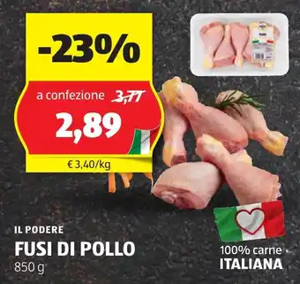 ALDI IL PODERE FUSI DI POLLO 850 g offerta