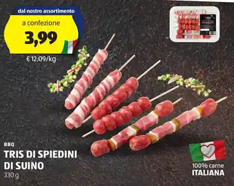 ALDI BBQ TRIS DI SPIEDINI DI SUINO 330 g offerta