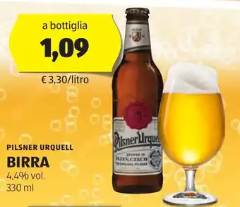 ALDI PILSNER URQUELL BIRRA 4,4% vol. 330 ml offerta