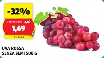 ALDI UVA ROSSA SENZA SEMI 500 G offerta