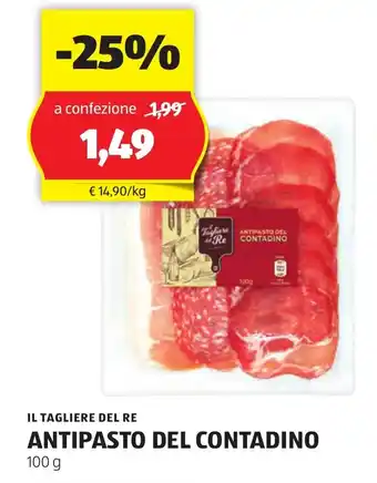 ALDI IL TAGLIERE DEL RE ANTIPASTO DEL CONTADINO 100 g offerta