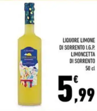 Conad LIQUORE LIMONE DI SORRENTO L.G.P. LIMONCETTA DI SORRENTO 50 cl offerta