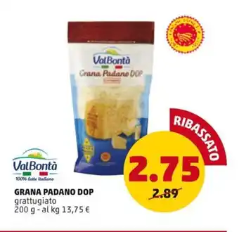 PENNY GRANA PADANO DOP grattugiato 200 g offerta