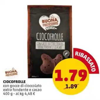 PENNY CIOCOFROLLE con gocce di cioccolato extra fondente e cacao 400 g offerta