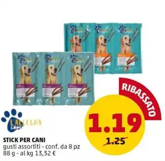 PENNY STICK PER CANI gusti assortiti - conf. da 8 pz 88 g offerta