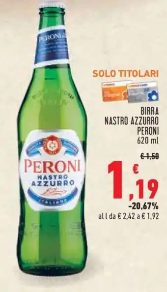 Conad City BIRRA NASTRO AZZURRO PERONI 620 ml offerta