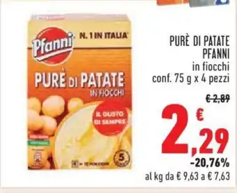 Conad City PURÈ DI PATATE PFANNI in fiocchi conf. 75 g x 4 pezzi offerta