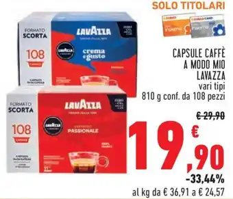 Conad City CAPSULE CAFFÈ A MODO MIO LAVAZZA vari tipi 810 g offerta