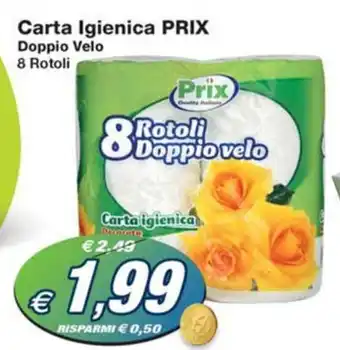 Prix Quality Carta Igienica PRIX Doppio Velo 8 Rotoli offerta