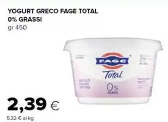 Oasi YOGURT GRECO FAGE TOTAL 0% GRASSI gr 450 offerta