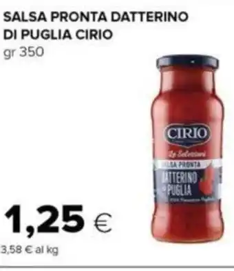 Oasi SALSA PRONTA DATTERINO DI PUGLIA CIRIO gr 350 offerta