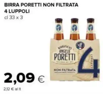 Oasi BIRRA PORETTI NON FILTRATA 4 LUPPOLI cl 33 x 3 offerta