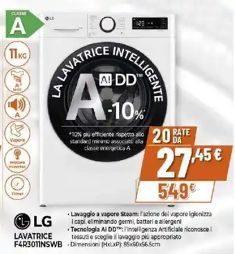 Expert LG LAVATRICE F4R3011NSWB offerta