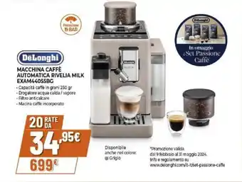 Expert DeLonghi MACCHINA CAFFÈ AUTOMATICA RIVELIA MILK EXAM44055BG offerta