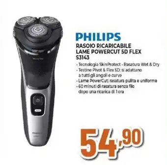 Expert PHILIPS RASOIO RICARICABILE LAME POWERCUT 5D FLEX S3143 offerta