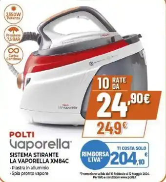 Expert POLTI SISTEMA STIRANTE LA VAPORELLA XM84C offerta