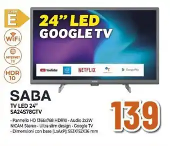 Expert SABA TV LED 24" SA24578GTV offerta