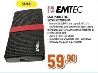 Expert EMTEC SSD PORTATILE ECSSD512GX200 offerta