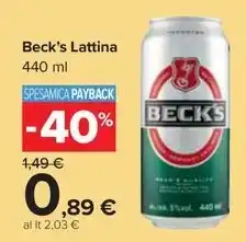 Carrefour Market Beck's Lattina 440 ml offerta