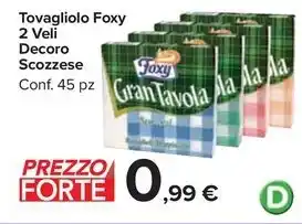 Carrefour Market Tovagliolo Foxy 2 Veli Decoro Scozzese offerta