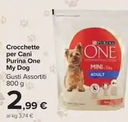 Carrefour Market Crocchette per Cani Purina One My Dog Gusti Assortiti 800 g offerta