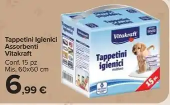 Carrefour Market Tappetini Igienici Assorbenti Vitakraft Conf. 15 pz Mis. 60x60 cm offerta