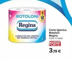 Carrefour Market Carta Igienica Rotoloni Regina Conf. 4 Rotoli offerta