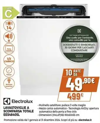 Expert Electrolux LAVASTOVIGLIE A SCOMPARSA TOTALE EES48405L offerta