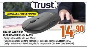 Expert MOUSE WIRELESS RICARICABILE PUCK 24059 offerta