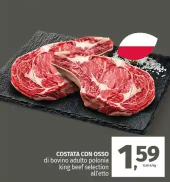 Pam COSTATA CON OSSO di bovino adulto polonia king beef selection all'etto offerta