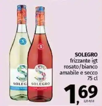 Pam SOLEGRO frizzante igt rosato/bianco amabile e secco offerta