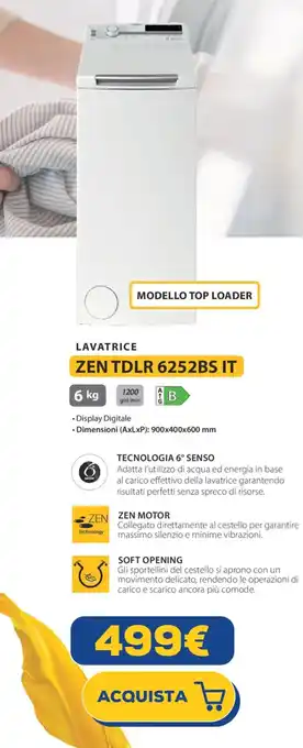 Euronics WHIRLPOOL LAVATRICE ZEN TDLR 6252BS IT offerta