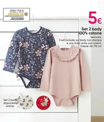 Set 2 body 100% cotone neonata