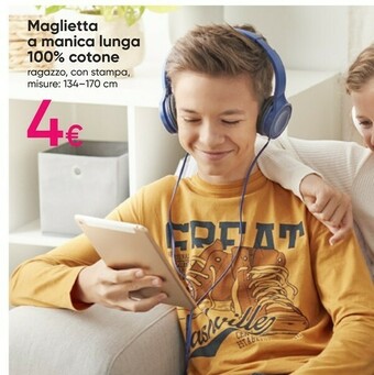 Pepco Maglietta a manica lunga 100% cotone ragazzo offerta